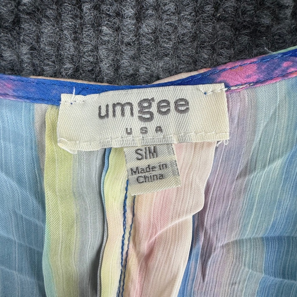 Umgee Cover Up Womens S/M Multi Color Excellent Ruffle Hem Striped Kimono - Picture 2 of 5